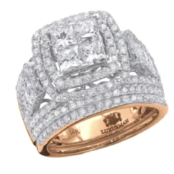 3.5 Carat Princess & Round Diamond Engagement Ring & Band Set For Women 14K Yellow Gold -The King Of Accessories 35 carat princess round diamond engagement ring band set for women 14k gold 803160 ro