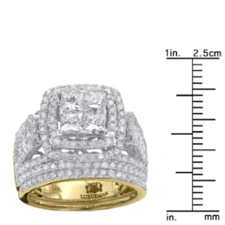 3.5 Carat Princess & Round Diamond Engagement Ring & Band Set For Women 14K Yellow Gold -The King Of Accessories 35 carat princess round diamond engagement ring band set for women 14k gold 803160 rulerye
