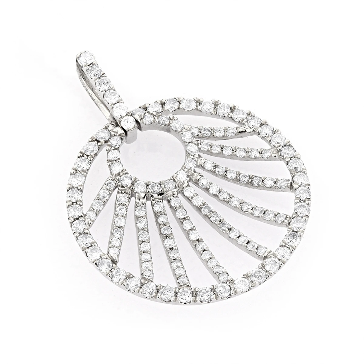 3D Diamond Circle Pendant 1.32ct 14K White Gold 1 3D Diamond Circle Pendant 1.32ct 14K White Gold