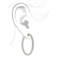 Large 5 Carat Diamond Hoop Earrings For Women 14K Yellow Gold Inside Out Style -The King Of Accessories 5 carat diamond hoop earrings 14k gold inside out style p 48029 bodye