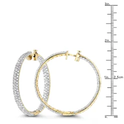 Large 5 Carat Diamond Hoop Earrings For Women 14K Yellow Gold Inside Out Style -The King Of Accessories 5 carat diamond hoop earrings 14k gold inside out style p 48029 rulerye