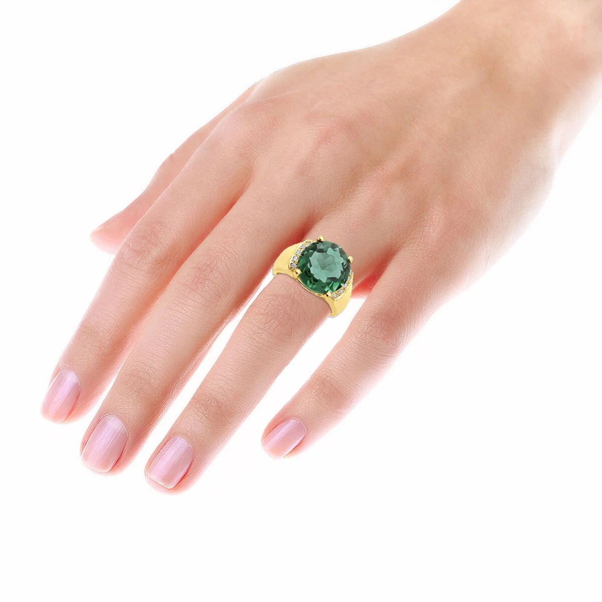 6 Carat Green Emerald Diamond Ring 14K Yellow Gold 0.15ct 7 6 Carat Green Emerald Diamond Ring 14K Yellow Gold 0.15ct - Image 7