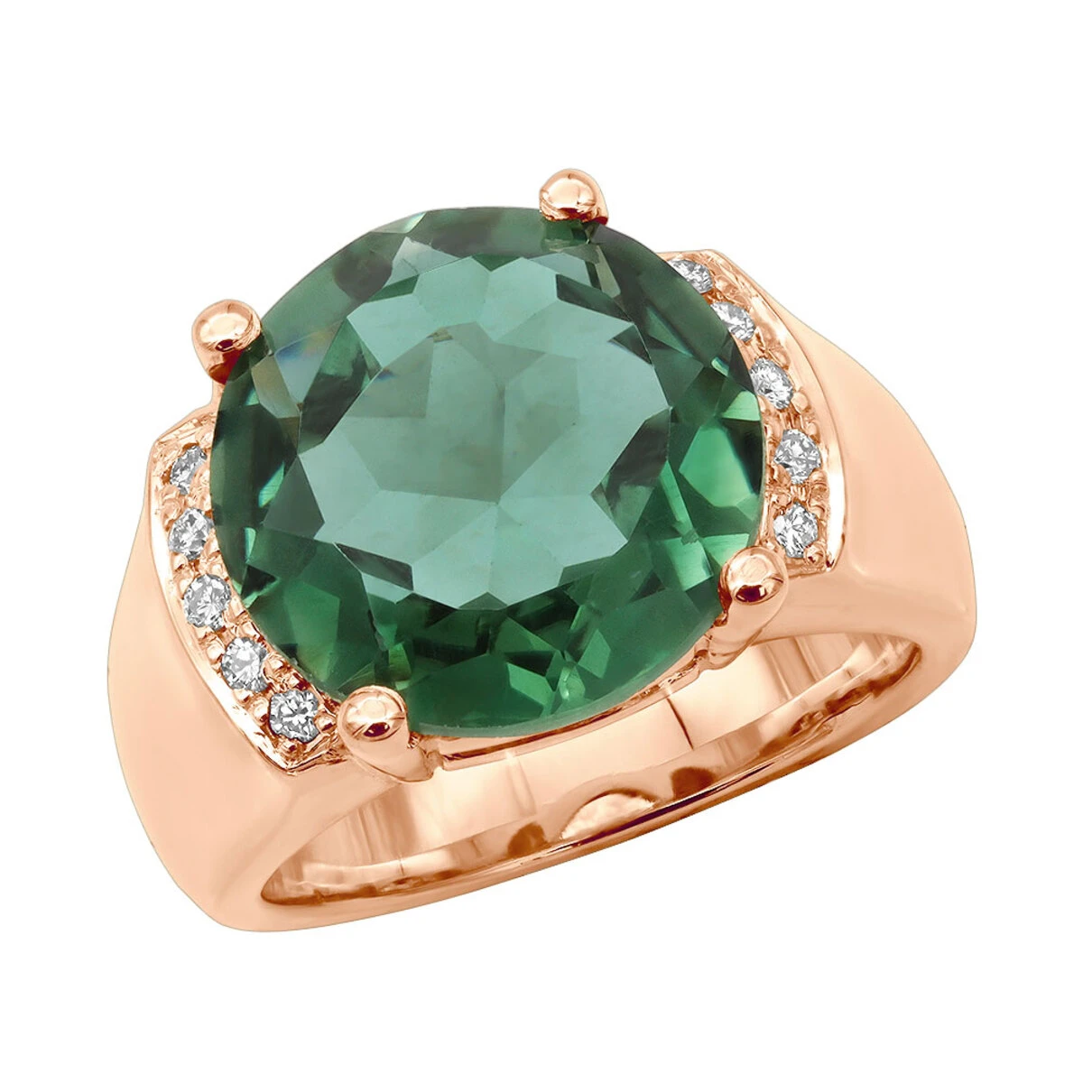 6 Carat Green Emerald Diamond Ring 14K Yellow Gold 0.15ct 3 6 Carat Green Emerald Diamond Ring 14K Yellow Gold 0.15ct - Image 3