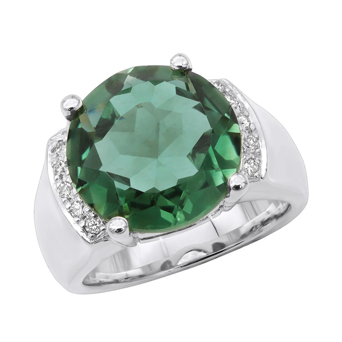 6 Carat Green Emerald Diamond Ring 14K Yellow Gold 0.15ct 2 6 Carat Green Emerald Diamond Ring 14K Yellow Gold 0.15ct - Image 2