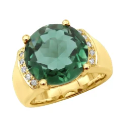 6 Carat Green Emerald Diamond Ring 14K Yellow Gold 0.15ct
