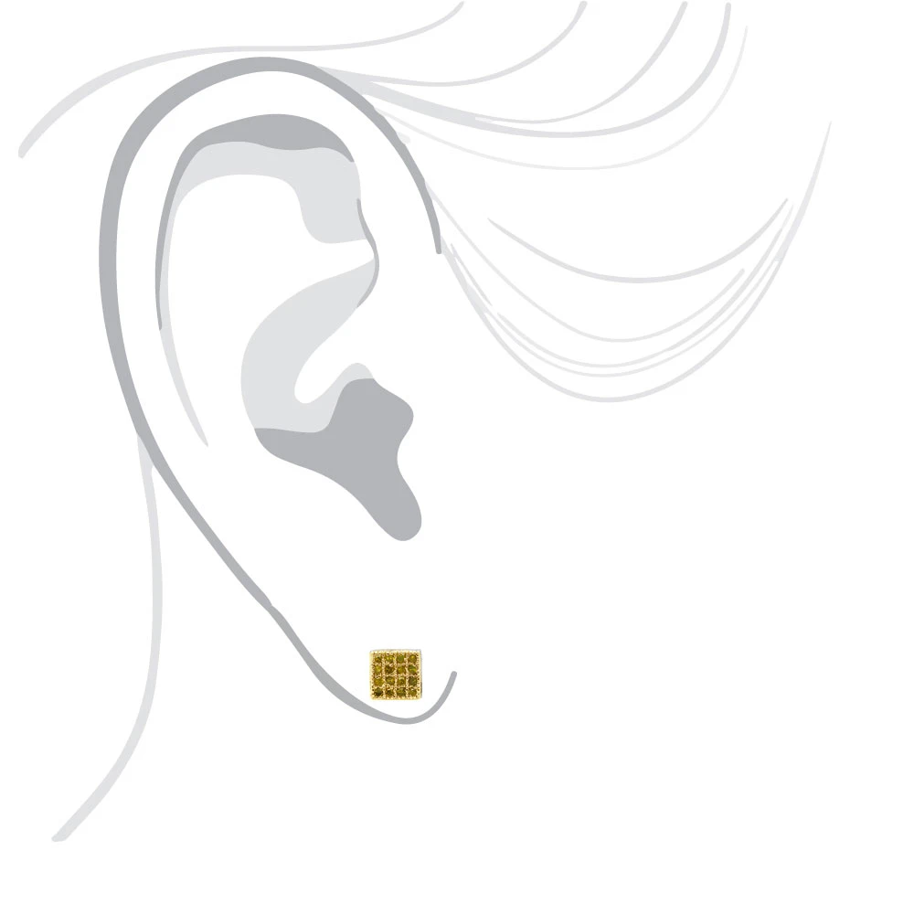 10K Yellow Gold Affordable Yellow Diamond Stud Earrings For Men And Women 0.23ct 4 10K Yellow Gold Affordable Yellow Diamond Stud Earrings For Men And Women 0.23ct - Image 4