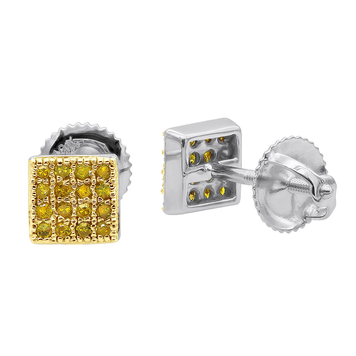 10K Yellow Gold Affordable Yellow Diamond Stud Earrings For Men And Women 0.23ct 2 10K Yellow Gold Affordable Yellow Diamond Stud Earrings For Men And Women 0.23ct - Image 2