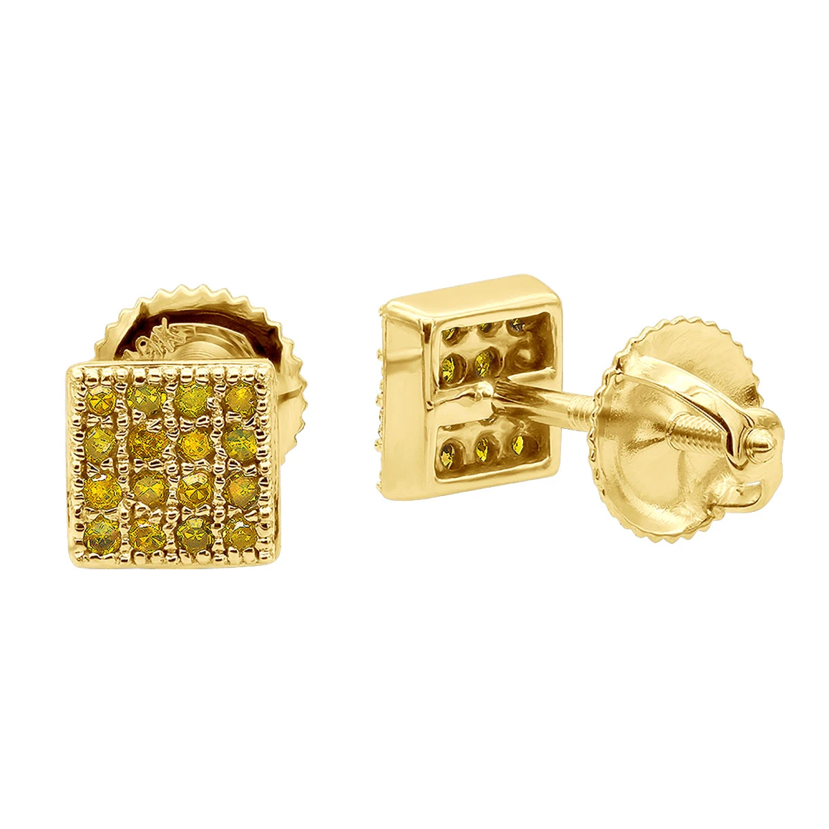 10K Yellow Gold Affordable Yellow Diamond Stud Earrings For Men And Women 0.23ct 1 10K Yellow Gold Affordable Yellow Diamond Stud Earrings For Men And Women 0.23ct