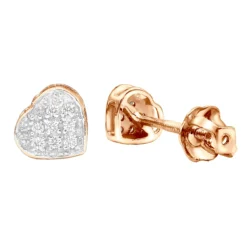 Affordable Real Diamond Heart Earrings Studs For Women & Girls 10K Yellow Gold -The King Of Accessories affordable real diamond heart earrings studs for women girls solid 10k gold 501462 rose