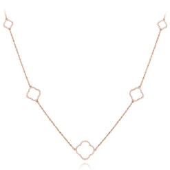 14K White Gold Ladies Diamond Alhambra Necklace 1/3ct -The King Of Accessories alhambra jewelry 14k gold ladies diamond necklace 13ct ro