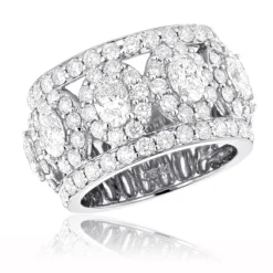 Anniversary Ring Unique 18K White Gold Custom Made Wide Diamond Wedding Band 6.55ct