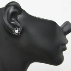 Black And White Diamond Flower Earrings 0.55ct 14K White Gold 5 Black And White Diamond Flower Earrings 0.55ct 14K White Gold -The King Of Accessories black and white diamond flower earrings 055ct 14k gold 3