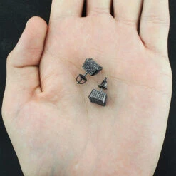 The King Of Accessories -The King Of Accessories black diamond cube earrings 050ct silver black pvd p 46786back