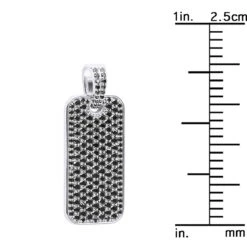 2 Inch Men's Black Diamond Dog Tag Pendant 14K White Gold 7.5ct -The King Of Accessories black diamond dog tag pendant 14k 750ct p 44068 ruler white