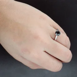 Thin Black Diamond Engagement Ring 14K White Gold 1.32ct -The King Of Accessories black diamond engagement ring 14k gold 132ct p 45916bod