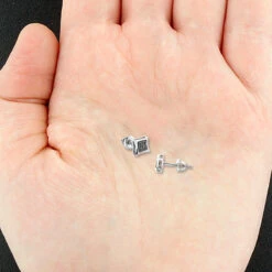 Real Black Diamond Stud Earrings Sterling Silver Square Kites 0.1ct -The King Of Accessories black diamond stud earrings 010ct sterling silver p 40337box