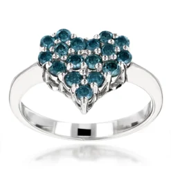 Blue Diamond Heart Ring 0.68ct 14K White Gold
