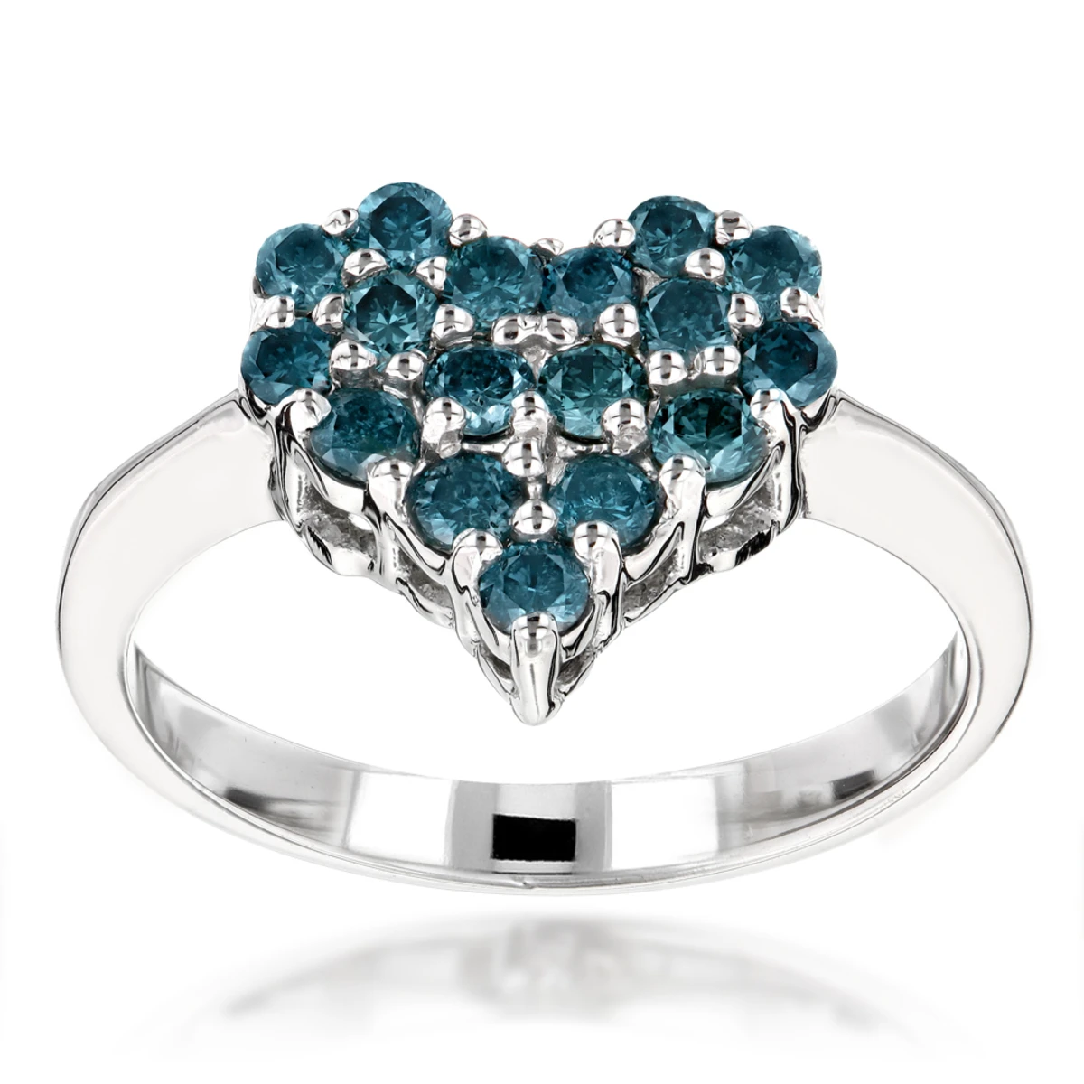 Blue Diamond Heart Ring 0.68ct 14K White Gold 1 Blue Diamond Heart Ring 0.68ct 14K White Gold