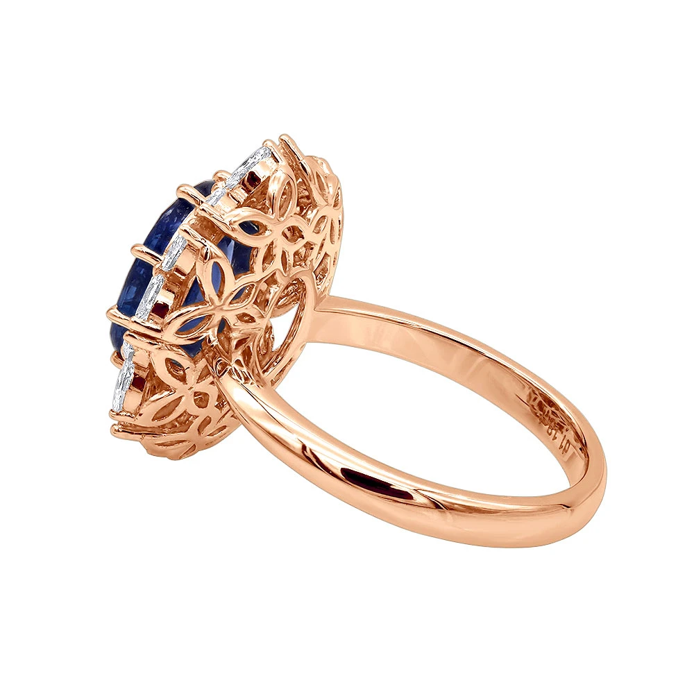 Blue Sapphire And Diamond Cocktail Ring For Women 18K White Gold 4.5ct 6 Blue Sapphire And Diamond Cocktail Ring For Women 18K White Gold 4.5ct - Image 6