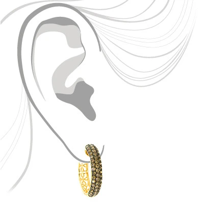 Champagne Diamond Hoop Earrings 3.11ct 14K Yellow Gold 2 Champagne Diamond Hoop Earrings 3.11ct 14K Yellow Gold - Image 2