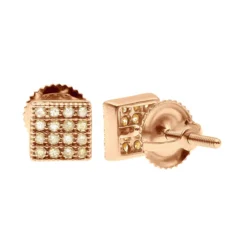 Champagne Diamond Stud Earrings 0.23ct 10K Yellow Gold -The King Of Accessories champagne diamond stud earrings 023ct 10k gold rose