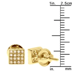 Champagne Diamond Stud Earrings 0.23ct 10K Yellow Gold -The King Of Accessories champagne diamond stud earrings 023ct 10k gold ruler yellow