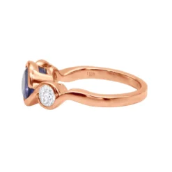 Unique Round Cut Tanzanite And Diamond Engagement Ring 18K White Gold -The King Of Accessories channel set round cut tanzanite and diamond engagement ring 18k gold backro