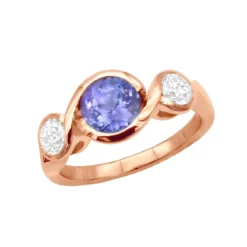 Unique Round Cut Tanzanite And Diamond Engagement Ring 18K White Gold -The King Of Accessories channel set round cut tanzanite and diamond engagement ring 18k gold ro