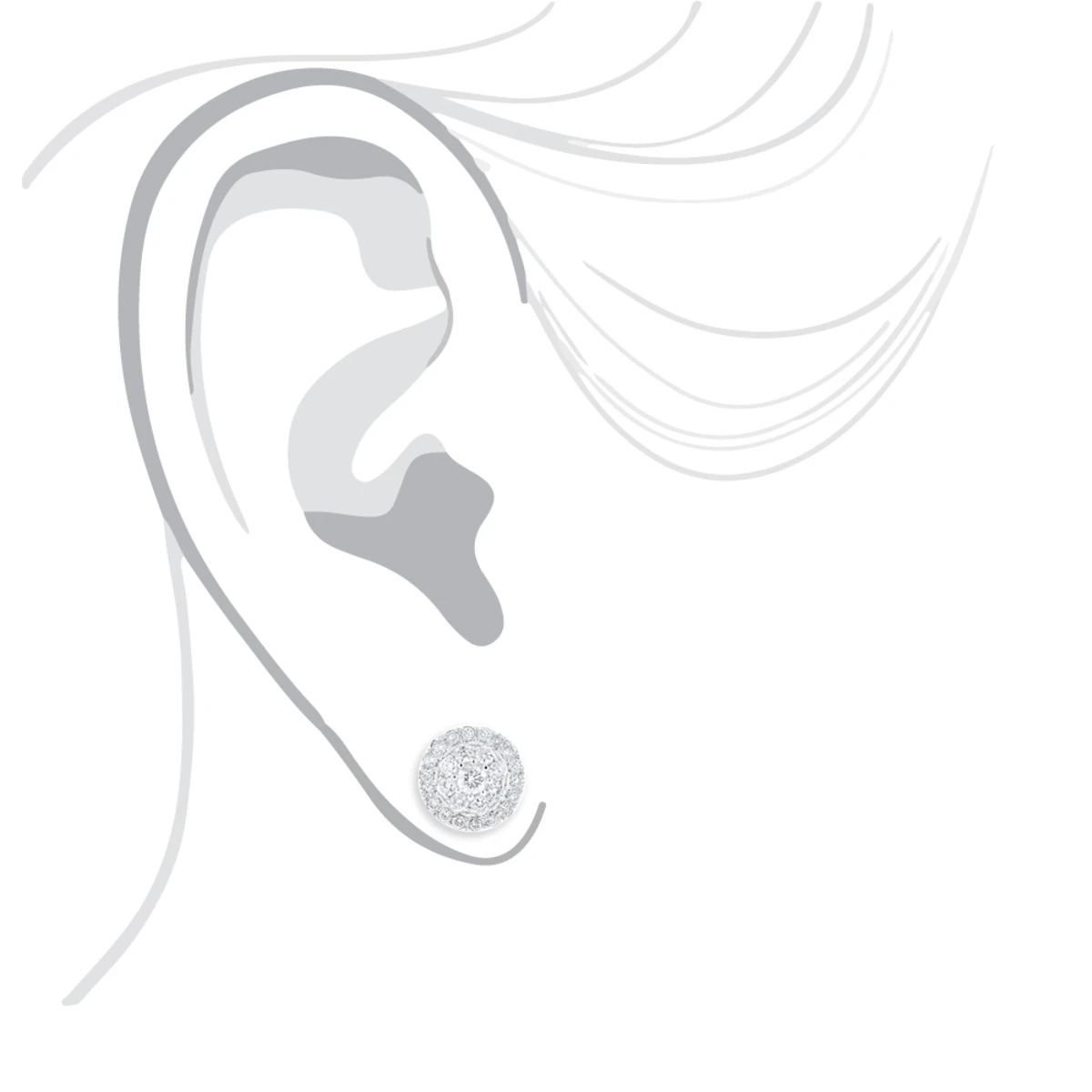 Cluster Diamond Earrings Studs G Color VS Clarity By Luxurman 1.5ct 5 Cluster Diamond Earrings Studs G Color VS Clarity By Luxurman 1.5ct - Image 5