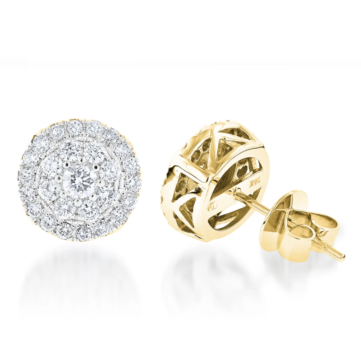 Cluster Diamond Earrings Studs G Color VS Clarity By Luxurman 1.5ct 2 Cluster Diamond Earrings Studs G Color VS Clarity By Luxurman 1.5ct - Image 2