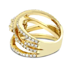 Criss Cross Flower 14K Yellow Gold Right Hand Diamond Women's Ring 1.33ct -The King Of Accessories criss cross flower rings 14k gold right hand diamond womens ring 121ct backye