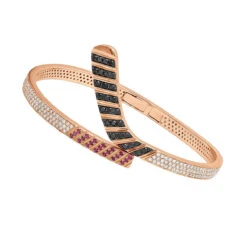 Custom Made 14K White Gold Hockey Stick Rubies White Black Diamond Bangle Bracelet 8 Custom Made 14K White Gold Hockey Stick Rubies White Black Diamond Bangle Bracelet -The King Of Accessories custom made 14k gold hockey stick rubies white black diamond bangle bracelet 100033 ro