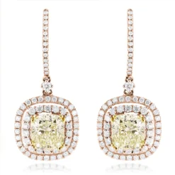 Dangling Designer Diamond Drop Earrings 6.5ct 18K White Gold Yellow Diamonds -The King Of Accessories dangling designer diamond drop earrings 422ct 18k gold yellow diamonds ro