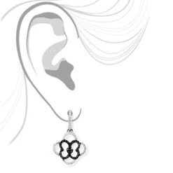 Dangling Flower Earrings With Black And White Diamonds 0.53ct 14K White Gold 7 Dangling Flower Earrings With Black And White Diamonds 0.53ct 14K White Gold -The King Of Accessories dangling flower earrings with black and white diamonds 053ct 14k gold 3