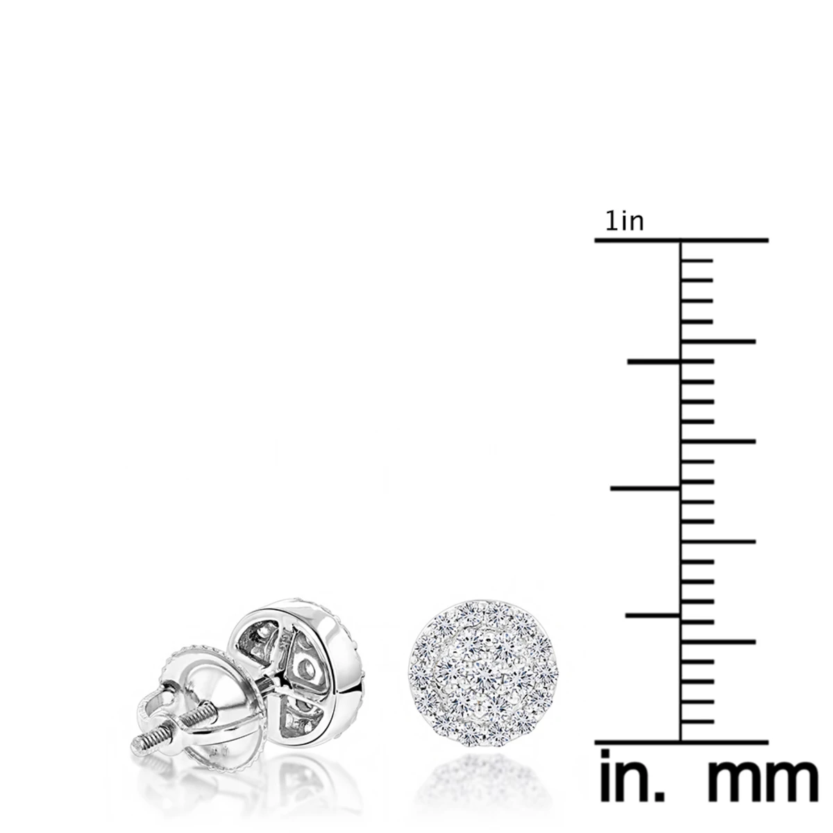 Designer 14K White Gold Cluster Diamond Stud Earrings 0.43ct 5 Designer 14K White Gold Cluster Diamond Stud Earrings 0.43ct - Image 5