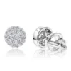 Designer 14K White Gold Cluster Diamond Stud Earrings 0.43ct