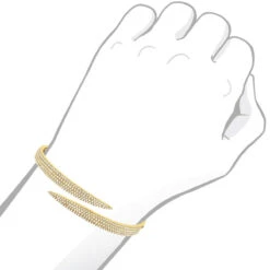 Arrow Design 2 Carat Pave Round Bangle Bracelet For Women 14K Yellow Gold -The King Of Accessories designer 14k gold pave diamond bangle bracelet for women arrow design 2ct 803218 bodye