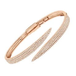 Arrow Design 2 Carat Pave Round Bangle Bracelet For Women 14K Yellow Gold -The King Of Accessories designer 14k gold pave diamond bangle bracelet for women arrow design 2ct 803218 ro