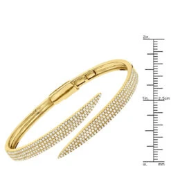 Arrow Design 2 Carat Pave Round Bangle Bracelet For Women 14K Yellow Gold -The King Of Accessories designer 14k gold pave diamond bangle bracelet for women arrow design 2ct 803218 rulerye