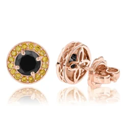 Designer 14K Yellow Gold Yellow Black Diamond Stud Earrings 1.92ct -The King Of Accessories designer 14k yellow black diamond stud earrings 192ct p 48235 ro