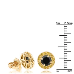 Designer 14K Yellow Gold Yellow Black Diamond Stud Earrings 1.92ct -The King Of Accessories designer 14k yellow black diamond stud earrings 192ct p 48235 rulerye