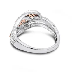 Designer 14K White Gold White Pink Diamond Leafs Cocktail Ring For Women 1c -The King Of Accessories designer cocktail rings 14k gold white pink diamond leafs ring for women 1c backwh