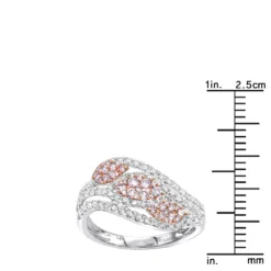 Designer 14K White Gold White Pink Diamond Leafs Cocktail Ring For Women 1c -The King Of Accessories designer cocktail rings 14k gold white pink diamond leafs ring for women 1c rulerwh
