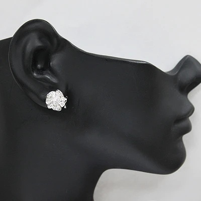 Designer Diamond Cluster Earring 14K White Gold 0.59ct 3 Designer Diamond Cluster Earring 14K White Gold 0.59ct - Image 3