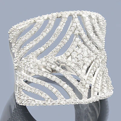 Designer 14K White Gold Cut-Out Diamond Ring 1.40 1 Designer 14K White Gold Cut-Out Diamond Ring 1.40