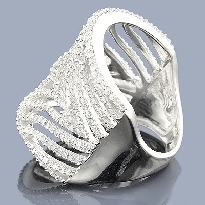 Designer 14K White Gold Cut-Out Diamond Ring 1.40 2 Designer 14K White Gold Cut-Out Diamond Ring 1.40 - Image 2