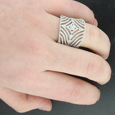 Designer 14K White Gold Cut-Out Diamond Ring 1.40 3 Designer 14K White Gold Cut-Out Diamond Ring 1.40 - Image 3