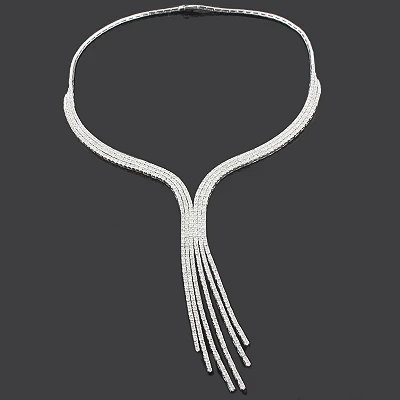 Designer Diamond Tassle Necklace 11.70ct 18K White Gold 1 Designer Diamond Tassle Necklace 11.70ct 18K White Gold