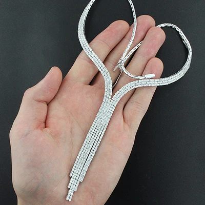 Designer Diamond Tassle Necklace 11.70ct 18K White Gold 4 Designer Diamond Tassle Necklace 11.70ct 18K White Gold - Image 4