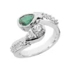 Designer Diamond And Emerald Ring 14K White Gold 0.68ctd 0.75cte